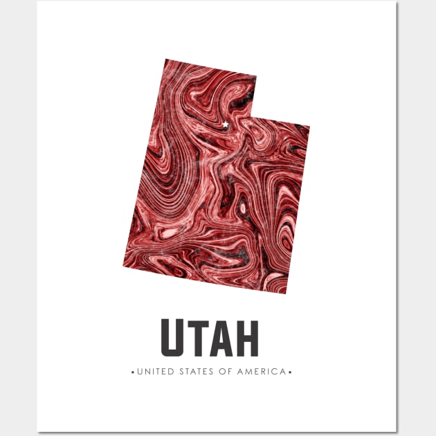 Utah state map abstract brown Wall Art by StudioGrafiikka